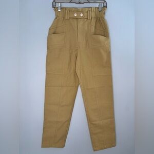 Elodie Paper Bag Waist Straight Leg Pant Size Small~ Olive Color ~ High Rise~NEW